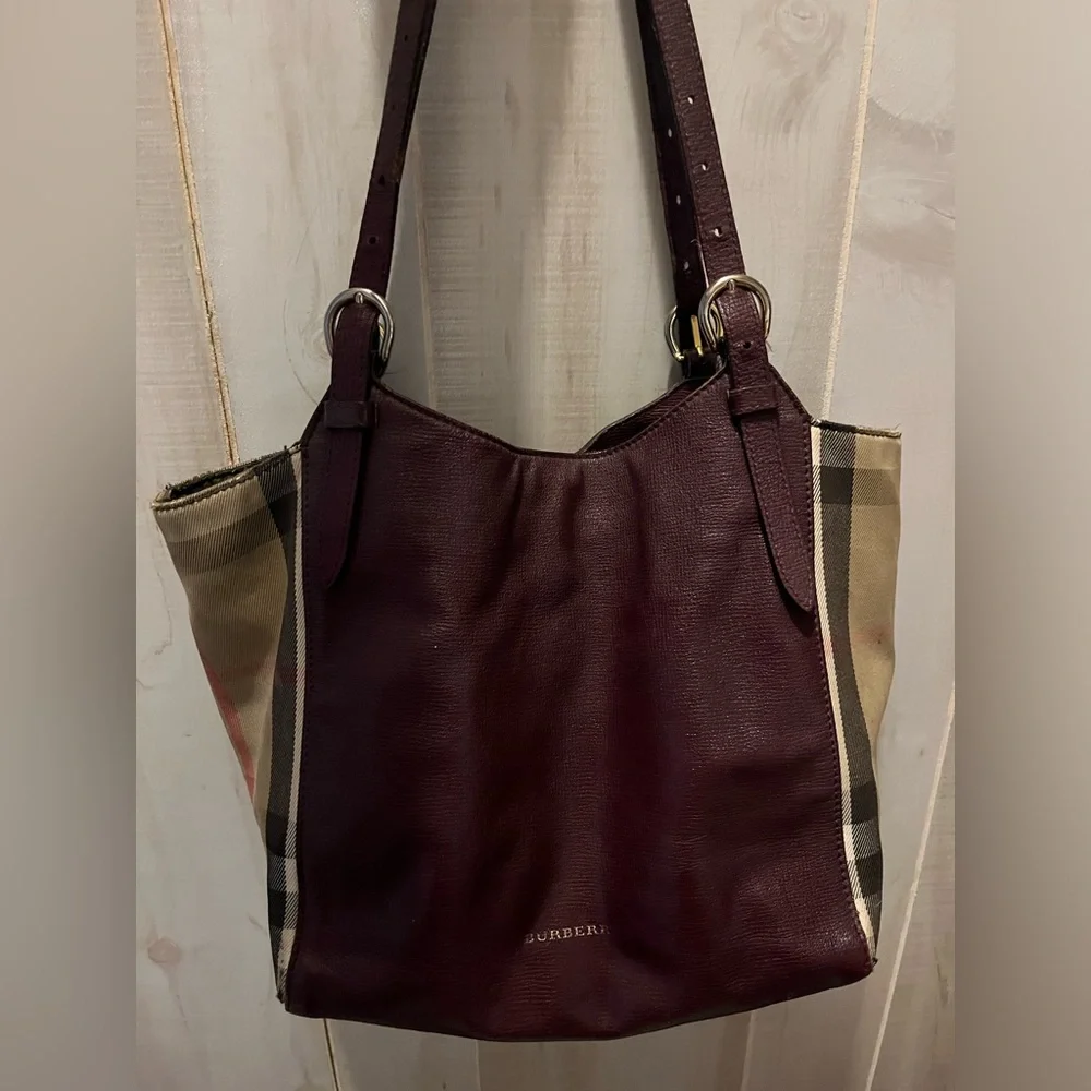 Burberry Canterbury Burgundy Tote - Picture 2 of 8